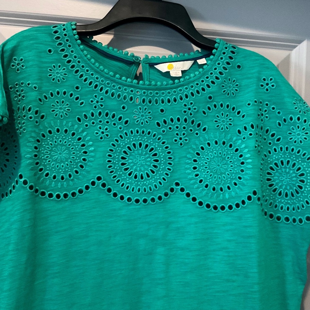 Elegant Teal Eyelet Dress